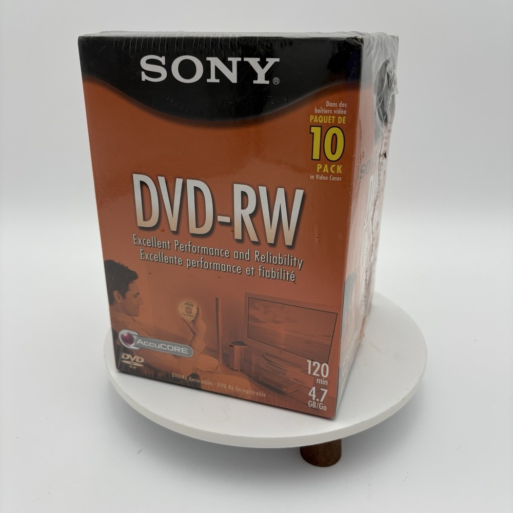 Sony DVD-RW Recordable 10 Pack 4.7GB 120 Min Discs With Cases Factory Sealed NEW